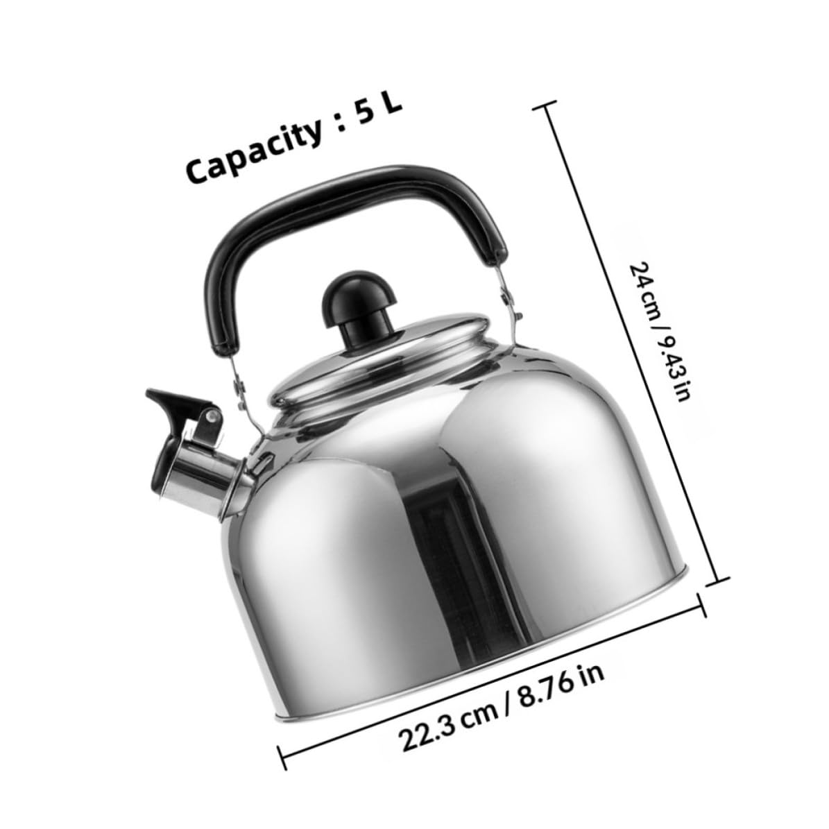 Hervidor de Agua de Acero Inoxidable Silbato, Capacidad 5l, Fácil de Limpiar, Adecuado para Estufas de Inducción y Reuniones Familiares en Cocina