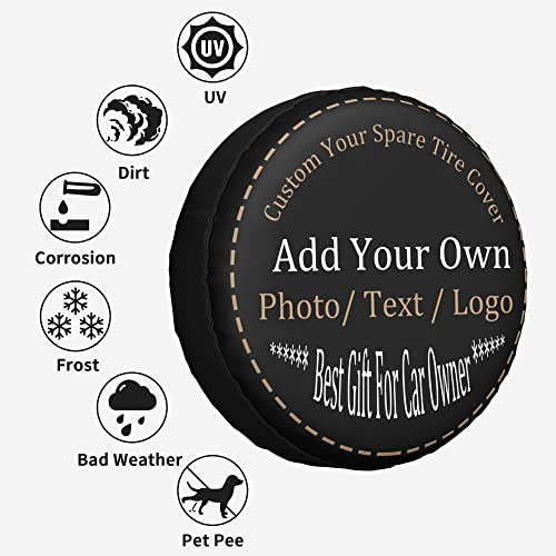 Image of Personalized Custom Spare Tire Covers Add Your Own Text Image Name Waterproof Dust-Proof Universal Wheel Tire Protectors Fits Tire for Trailer RV SUV and Many Vehicle 14in
