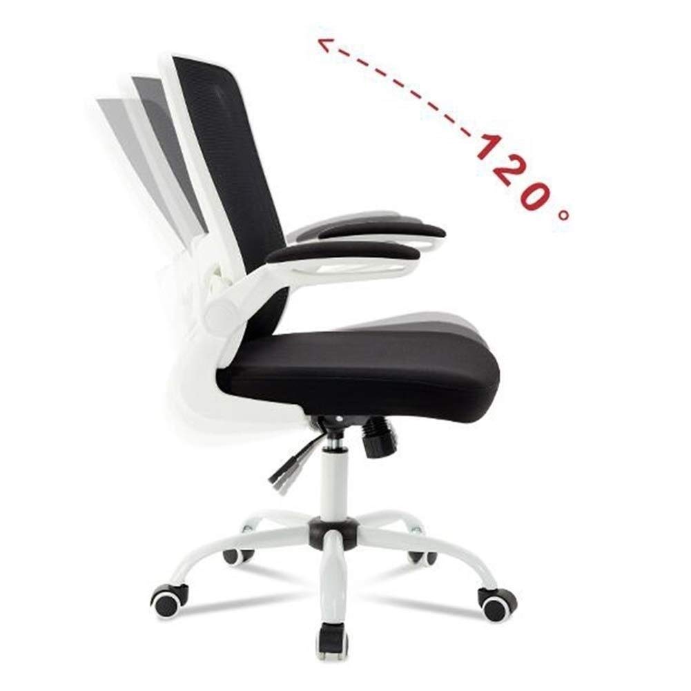 Krzesło Biurkowe Siatkowe Obrotowe Ergonomiczne Krzesła Biurkowe, Regulowane Krzesło Biurkowe z Podnoszonymi Podłokietnikami Krzesło Biurkowe Komputerowe (Kolor: Czarny + Biały)