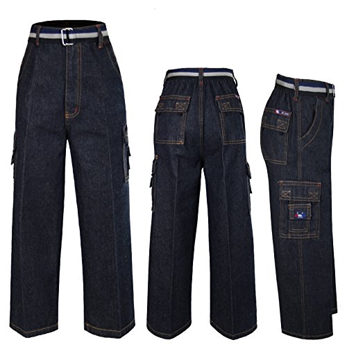 Baby Boys Toddler Teen Denim 8 Pockets Jeans Pants Bottom Belt 6-14 Yrs