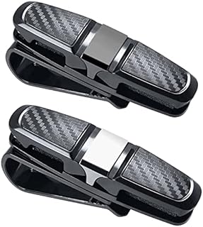 2Pcs Glasses Holders for Car Sun Visor Sunglasses Holder Clip Double-Ends Glasses Holder Clip Hanger Ticket Card Clip Holder with 180 Degree Rotational