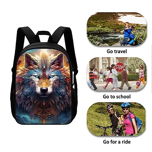 ENLACHIC Cool Mysterious Wolf Backpack for Boys Girls Schoolbag Large Capacity Laptop Backpack College Bookbag Backpack3