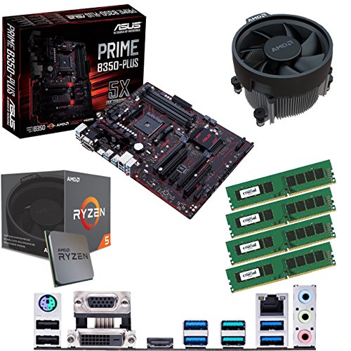 Components4All AMD Ryzen 5 2600X 3.6GHz (Turbo 4.2GHz) Six Core Twelve Thread CPU, ASUS Prime B350-PLUS Motherboard & 16GB 2400MHz Crucial DDR4 RAM Pre-Built Bundle