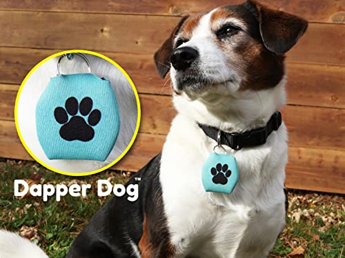 Image of Dapper Dog - Dog Tag Silencer with Tag Ring (Teal with Black Paw Print)