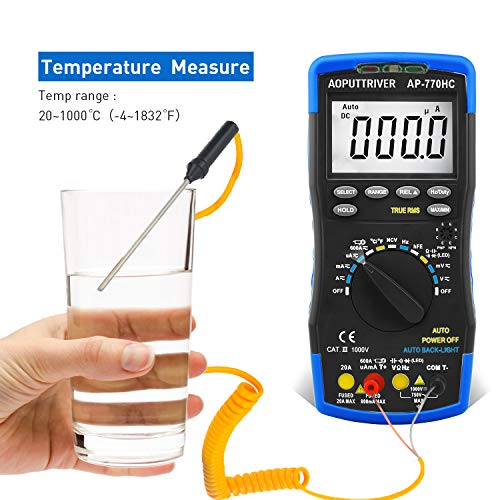 Digital Multimeter 770Hc 6000 Counts True Rms Auto Range,With Data Hold,Ncv Function,Temperature Measure,Frequency,Resistance,Continuity,Capacitance,Diode Test,Multi Tester With Backlit Lcd(Blue) #TOP3