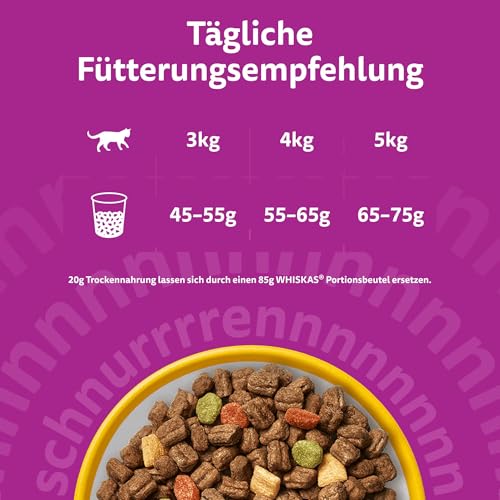 WHISKAS Trockenfutter für ausgewachsene Katzen 7kg mit Huhn