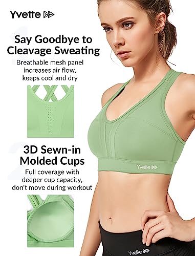 Image of Yvette Women High Impact Sports Bras Criss Cross Back Sexy Running Bra for Plus Size