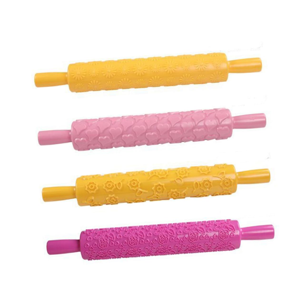 LABRIMP Rodillo De Amasar Con Patrón En Relieve Para Hornear 8 Piezas Rodillo De Plástico Multifuncional Para Decoración De Pasteles Con Fondant