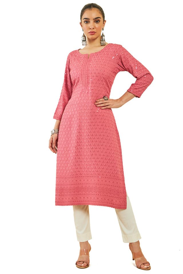 Image of Soch Women's Rayon Straight Fit Straight Kurta