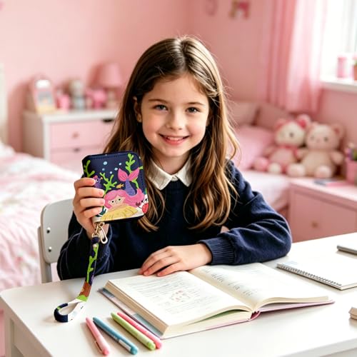 Image of Girls Wallet for Kids, Kids Wallet for Girls 6-8 8-10 10-12, Small Cute Mermaid Leather Toddler Purse with Wristlet and Coin Pocket, Christmas Stocking Stuffers Birthday Gift for Teen Girls
