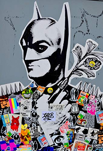 Orlco Art Moderne Toile Batman Peinture Banksy Graffiti Art Prints Charlie Chaplin Peinture À l'huile Moderne Mur Arts et Estampes Salon Décor 36"X 24" (90cm X 60cm)