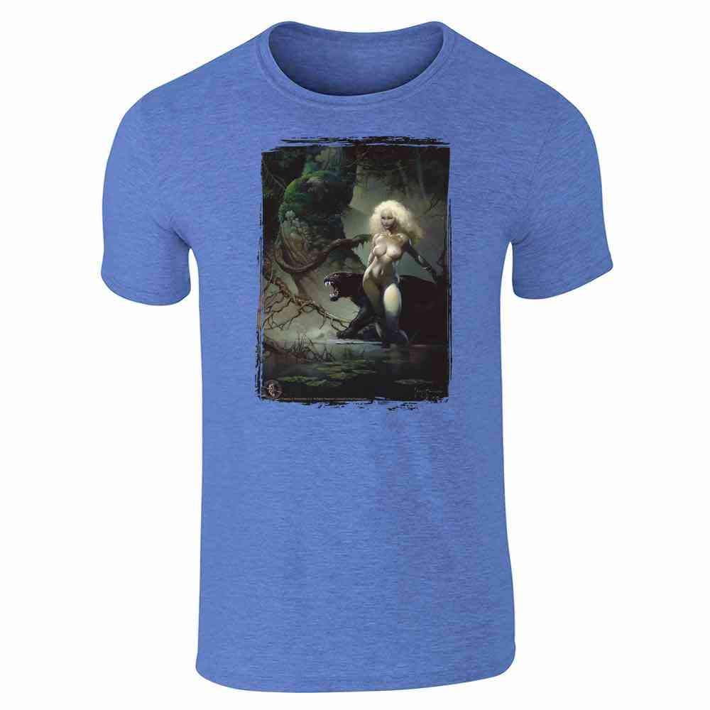 Pop Threads Princess and The Panther by Frank Frazetta Art Graphic Tee T-Shirt for Men