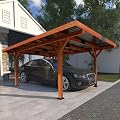Beneouya 18.3 x 12.6 x 7 FT Heavy Duty Wooden Carport Pavilion Gazebo with Hard Top Steel Roof, Patio Gazebo for Parking Car, Boats on Patio, Garden, Lawn