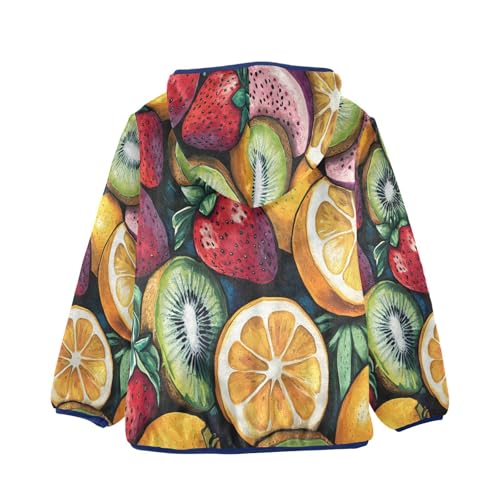 Colorful Fruit Pattern Toddler Fleece Jacket Girl Boys Hooded Fleece Jacket Coat Warm Outwear Zip-up 3-10T2