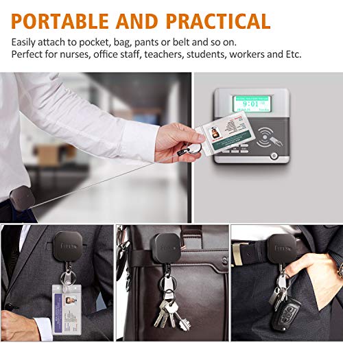 Badge Holder Reel Retractable, Feelso Metal Heavy Duty Badge Holder With Belt Clip Key Ring And 6Pcs Plastic Id Card Holders, Steel Wire Cord Up To 25 Inch (2 Pack) #TOP5