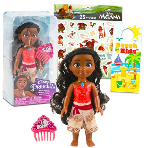 Disney Vaiana-Puppe und Kamm-Set – Moana Spielzeug-Bundle mit Moana-Puppe für Mädchen plus Aufkleber, mehr | Moana 15,2 cm zierliche Figur für Kinder, Kleinkinder