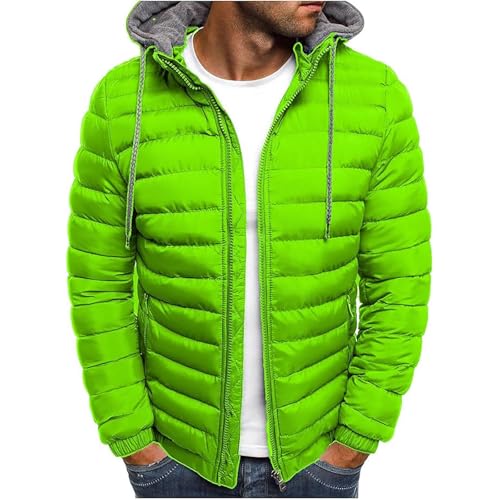 Genérico Anorak Hombre Impermeable, Chaqueta Acolchada Hombre, con Cremallera con Capucha con Bolsillos Espesamiento Cazadora Plumas Color Sólido Casual Cómodo Abrigo Adecuado para Uso Diario