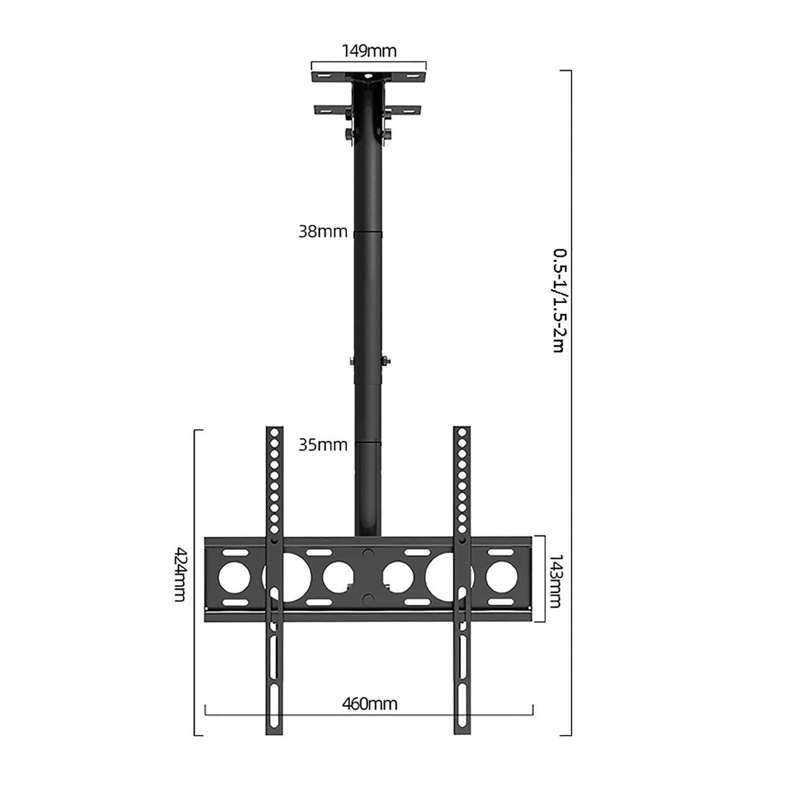 Soporte de techo para TV de 25 a 60 pulgadas LCD y pantallas curvas, VESA máximo 400 x 400 mm, diseño ajustable y duradero