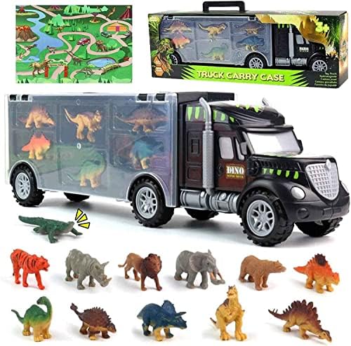 yoptote Dinosaur Toys for Kids 3-5 Kids Toys for 2 3 4 5 Year Old Children Dinosaur Toys for Boys Age 2 3 Year Old Boy Girl Car Trucks with Mat for Toddlers Birthday Gifts Toys for 2 3 4 5 6 Year Old