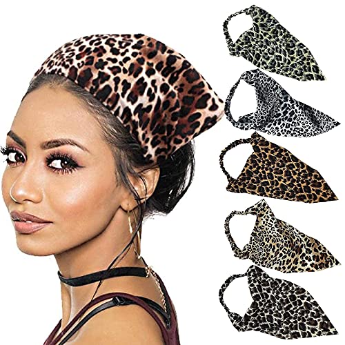 5 Pieces Elastic Hair Scarf Headband Chiffon Head Kerchief Elastic Floral Printed Turban Printing Headbands Vintage Turban Hair Scarves Hair Bandanas for Women and Girls