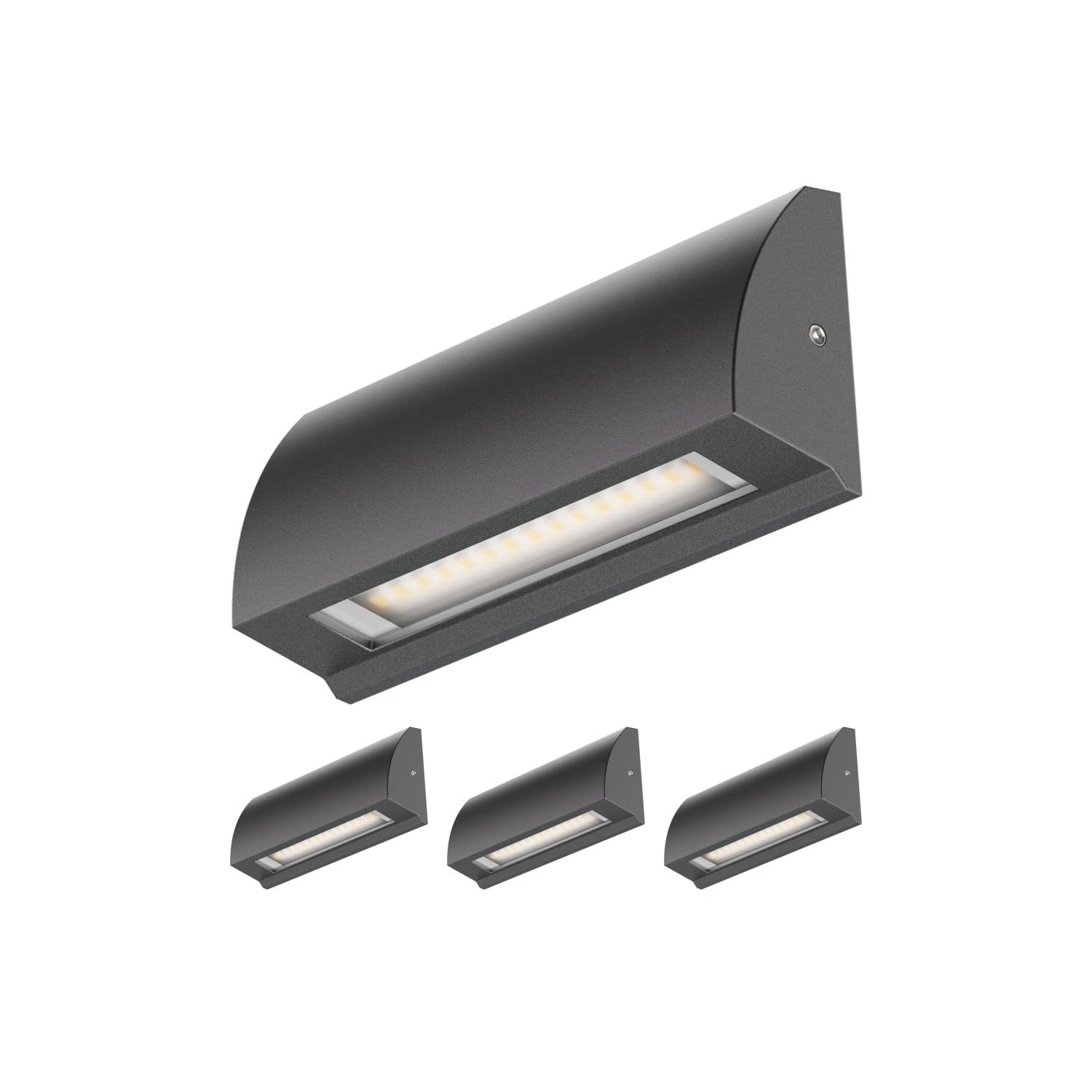 ledscom.de 4 LED wall Light/Staircase Light SEGIN for Outdoors, IP54, Flat, Downlight, Anthracite matt, Angular, 3.8 W, 265lm, Warm White