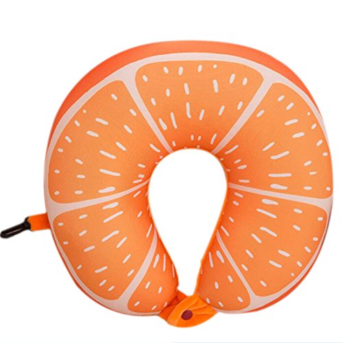 rongwen Fruit T Almohadilla en Forma de nanopartículas del Amortiguador Almohadilla del Cuello del Coche Almohada de Viaje Office-Naranja