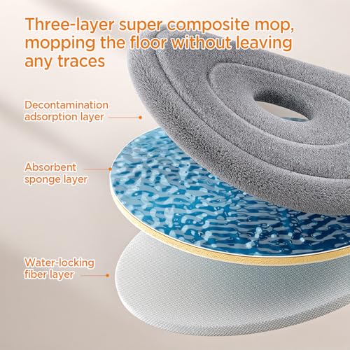 Wischmopp-Set mit Eimer, Hände-freie Selbstreinigung, Metallkonstruktion, 3 Moppaufsätze (Flachmopp, Eckreiniger, Hochleistungsmopp)