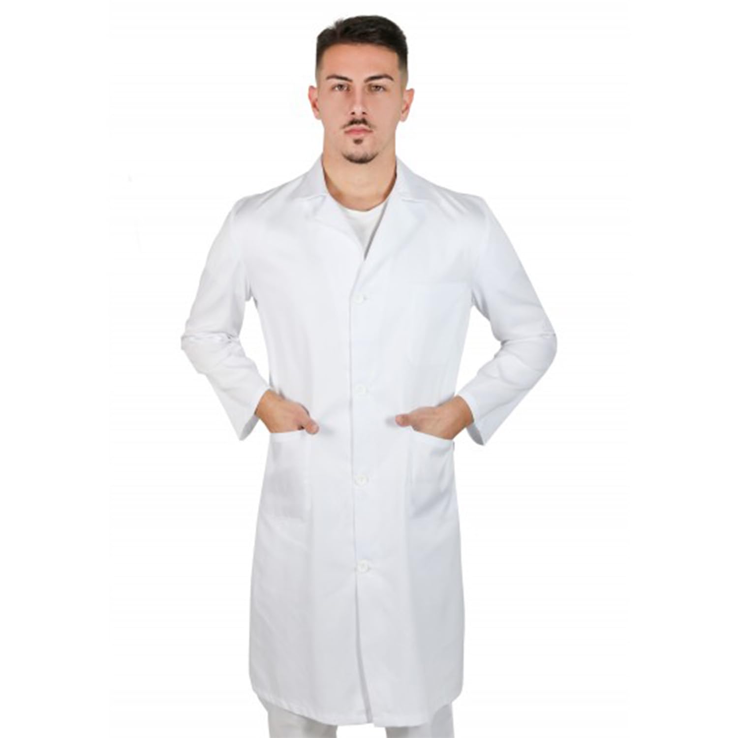 Camice Bianco da Laboratorio Uomo in Cotone sanforizzato Pettinato Made in Italy