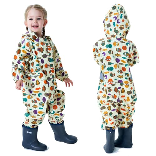 Image of Boys Girls Toddler Rainsuit Kids Waterproof Coverall One Piece Rain Suit