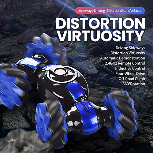 Image of MiniExplorer Hand Gesture Sensor RC Stunt Car 4x4WD | Double Sided Rotating Deformation Offroad Remote Control Car with Spray Smoke & LED Lights | 2.4GHz Control Monster Truck Toy for Boys 7-14 Years