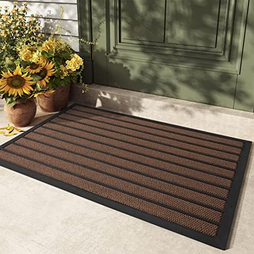 Color G Door Mats Outdoor Heavy Duty, Dirt Trapper Outside Door Mats Non Slip, Waterproof, Rubber Backed Outdoor Doormat for Front Door, Entryway, Patio (Grey, 60 X 90 cm)