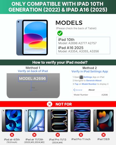 Image of typecase Flexbook Trackpad-Free Keyboard Case for iPad A16 11th /10th Gen | 360 Rotating, 11-Color Backlit Keys, Pencil Holder; Fits iPad A16 11″ (2025) & 10th Gen 10.9″ (2022), Midnight Green