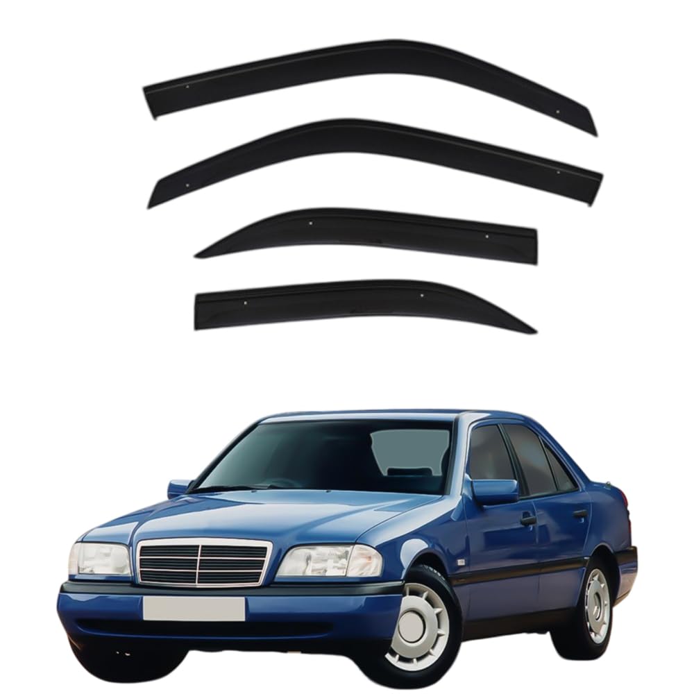 QOEMRHELT 4pc Set In-Channel Wind Deflectors, for Mercedes-Benz C-Class W202 1992-2000 Window Visors Rain Guards Vent Visors Rain & Sun Protection,Car Accessories