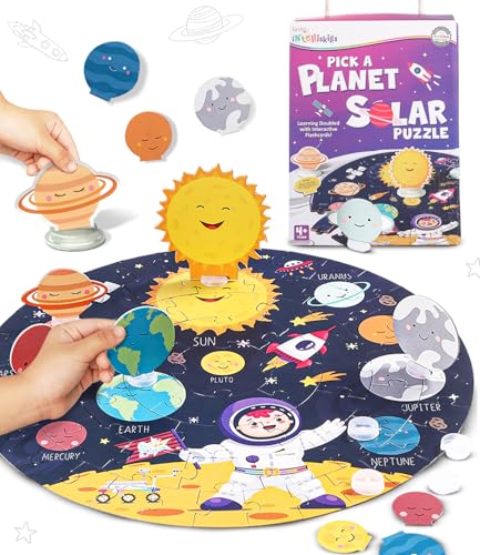 Image of Intelliskills Premium Pick-A-Planet Solar Jigsaw Puzzle for Kids, 3D Puzzle With Double-Sided Flashcards &Stands, Educational Space Puzzle for 3+ Year Old, Birthday Gift for Boys &Girls, BIS Certified