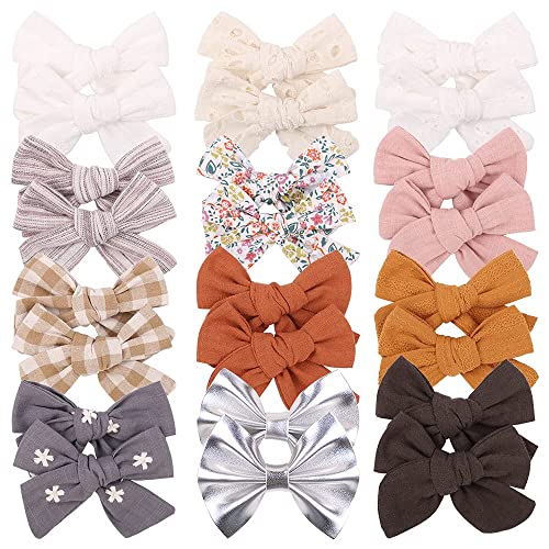 24 Stück 9,1 cm große Baby-Haarschleifen, vollständig gefütterte Krokodilklemmen, Leinen-Haarspangen, Haar-Accessoires für Kinder, Kleinkinder, Schulmädchen Cover