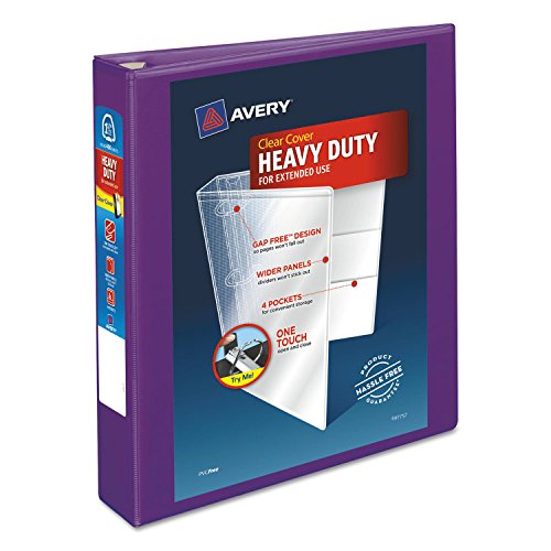 Heavy-Duty View Binder with DuraHinge and One Touch EZD Rings 3 Rings 1.5 Capacity 11 x 8.5 Purple