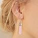 KISSPAT Real Natural Rose Quartz Healing Point Crystal Gemstone Chakra Dangle Earrings