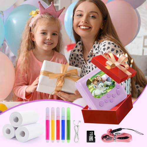 Image of Kids Instant Print Camera for Ages 3-12, 1080P HD Camera with 32GB Card | 2.0 inch Screen, Ink-Free Thermal Printing, 48MP Pixels, 16X Zoom, MP3, Filters and Creative Modes