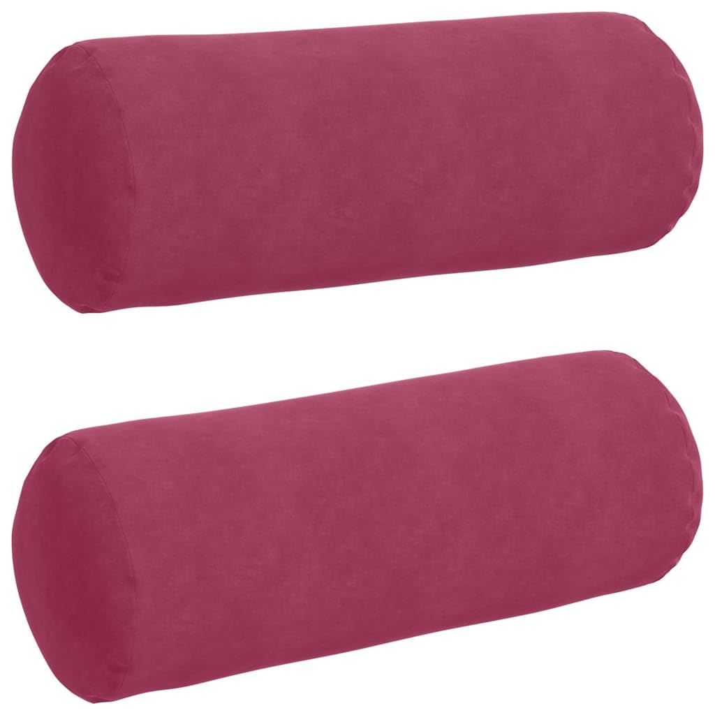 Juego de 2 cojines de bolster, color rojo vino, cojín cervical de pana suave, diámetro de 25 x 70 cm, cojín decorativo con relleno de poliéster y cremallera para salón y dormitorio