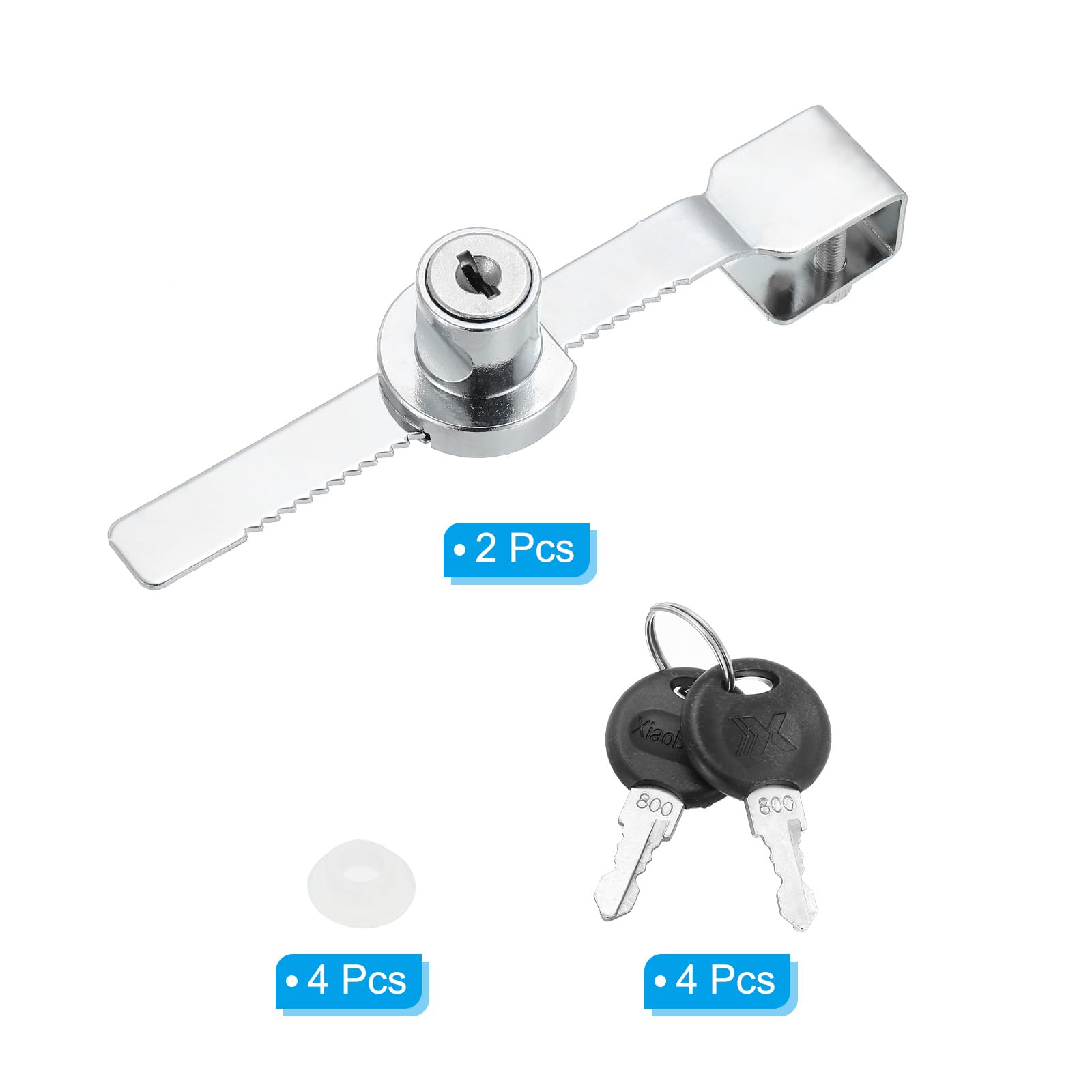 PATIKIL 2 Pack Sliding Glass Door Ratchet Lock with 4 Keys 5.6x0.6inch, Silver, 5.6x0.6 Inch - Image 3