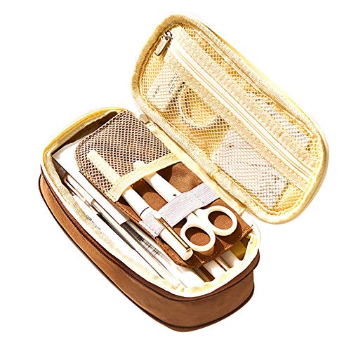 KoToTip Estuche de Doble Capa para lápices de Gran Capacidad, Estuche de Lona para lápices y artículos de papelería, Bolsa de Almacenamiento para Estudiantes