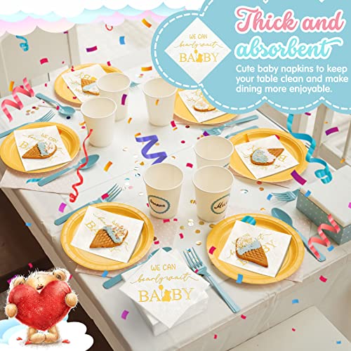 200 Pcs We Can Bearly Wait Baby Napkins, Gold Baby Shower Napkins Cocktail Dessert Disposable Napkins Paper For Boy, Girl, Gender Reveal, Baby Shower, Teddy Bear Welcome Baby Party Decoration Supplies #TOP4