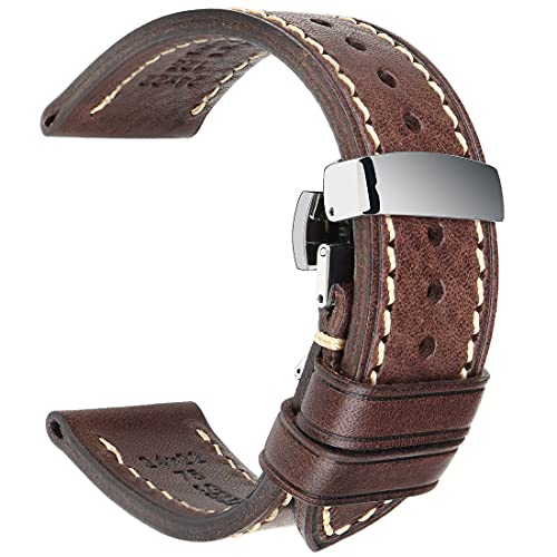 REZERO Leather Watch Straps, Italian Top Grain Leather Watch Band Replacements, Vegetable-Tanned Watch Bracelets for Men, Women 18/19/20/21/22/23/24/26mm