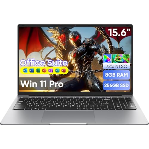 Upbud 15,6" Ordenador Portátil Win 11 Pro Portátil 8GB RAM,256 GB SSD,MS Office 365 Incluido, Laptop Celeron N4000,Wi-Fi 5 Doble Banda,BT4.2,USB-A, HDMI,Display FHD 1920x1080,Plata