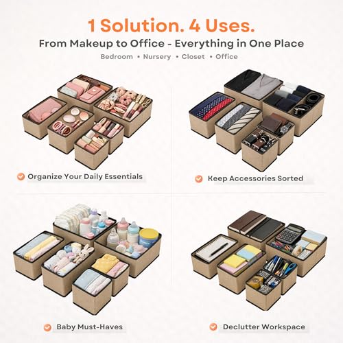 Image of Sopent 6 Pcs Foldable Wardrobe Organizer for Clothes - Fabric Drawer & Closet Storage Boxes for Wardrobe Almirah | Clothing Organizer for Shirts Pants Socks Underwear
