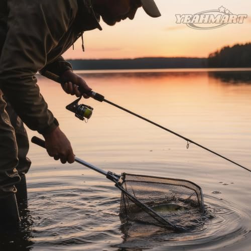 Yeahmart Red de Pesca con Mango Telescópico de Aluminio, Malla de Nylon Plegable para Agua Dulce y Salada, Equipo de Pesca Portátil para Niños, Hombres y Mujeres, Extensible de 21 a 75 Pulgadas miniatura 7