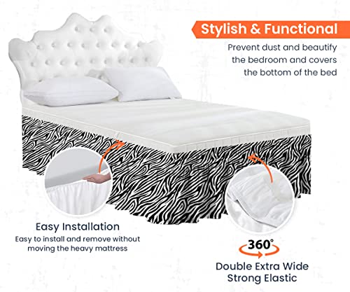 Sgi 18 Inch Drop Length Texas King Size Zebra Print Solid Bed Skirt Wrap Around Pattern Easy Fit Easy Care Fade & Wrinkle Resistant- Microfiber Made #TOP1