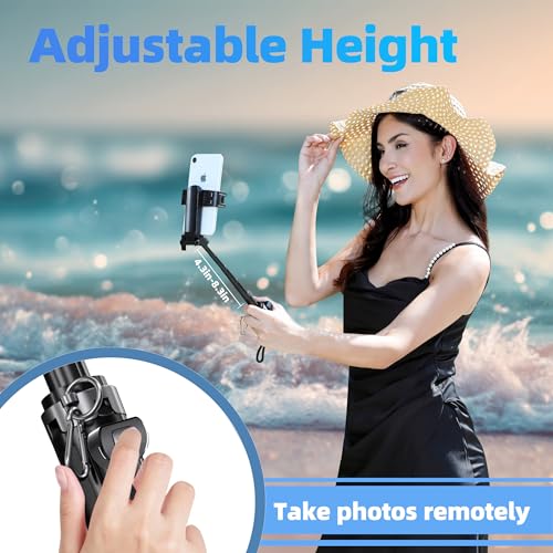 Image of Mini Selfie Stick Tripod Stand for iPhone ，6-Section Adjustable Height Extension (12-42cm)，10 Meter Remote One Click Control ，Suitable for Travel /Live Streaming /Outdoor Multiple Scenes