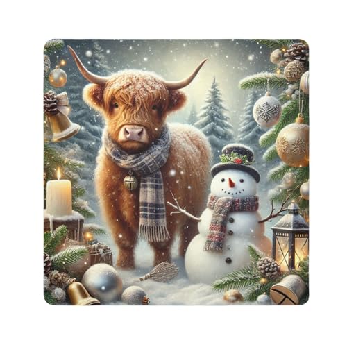 Joko Ivery Christmas Highland Cow Snowman White Protective Wrap 13.8