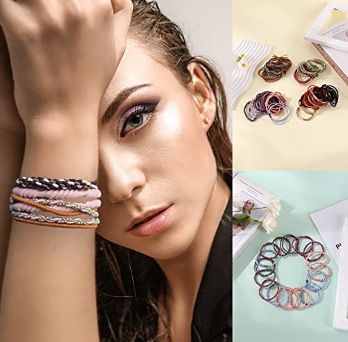Firazio 52Pcs Boho Hair Ties Bracelet For Women Stackable Morandi Colorful Cute Elastics Hair Ties Ponytail Holder For Thick & Curly Hair #TOP4